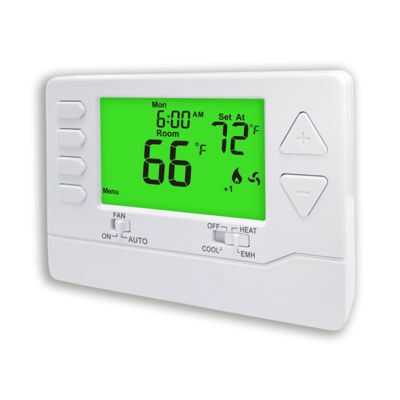 2H/1C Heat Pump Electronic Room Thermostats with 5.65 Sq.in. Display Size and Auxiliary/Emergency Heat
