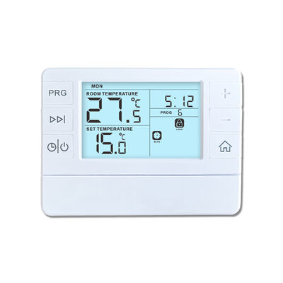 White Color Digital Room 7 Day Thermostats Including Switchable Voltage 24 V AC DC Engineered For Temperature Monitoring And Adjustment