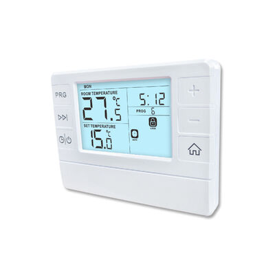 White Color Digital Room 7 Day Thermostats Including Switchable Voltage 24 V AC DC Engineered For Temperature Monitoring And Adjustment