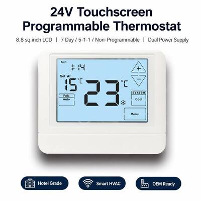 Digital HVAC Programmable Thermostat Electronic Room 24V LCD Battery Thermostat Offering Backlight Color White Blue Green and Temperature Control Ranges 44°F to 90°F 7°C to 32°C for Climate Solutions