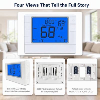 Coiiwsei Blue LCD Display Intelligent Temperature Controller for Indoor in Hotels and Houses