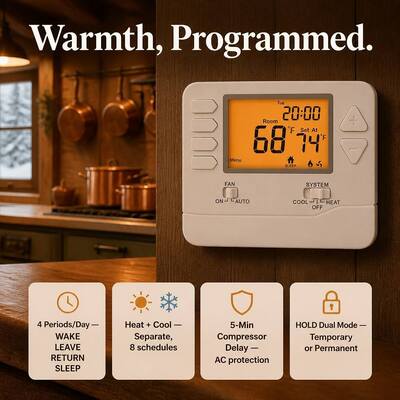1 Heat 1 Cool 24V 7 Day Air Conditioning Wired Heating and Cooling Temperature Controller With Fan Operation Mode ON Designed To Enhance Temperature Stability In Industrial Systems