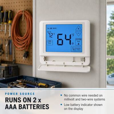 24V or Batteries LCD Conventional Wired Programmable 1H 1C Digital Home Heating and Cooling Thermostat For Commercial HVAC System