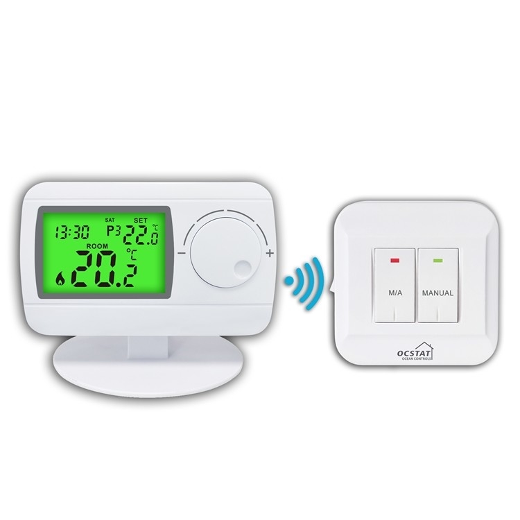 50Hz Digital RF Wireless Gas Boiler Thermostat 0.5 Degree For HVAC System