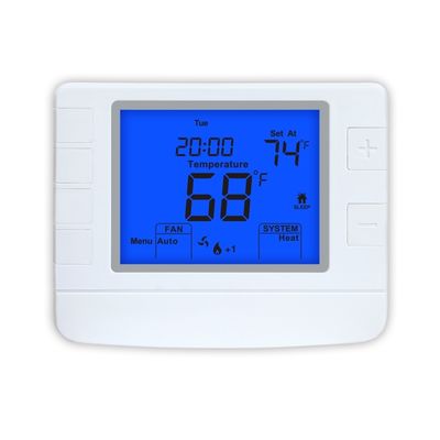 ABS Material 7 Day Programmable Thermostat with Fan Operation Mode ON and Terminal Designations W