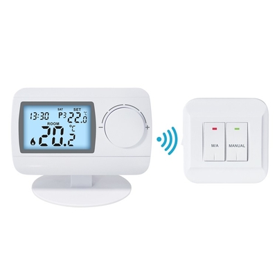 গরম করার জন্য 220V সাদা ABS RF 7 দিনের প্রোগ্রামেবল ওয়্যারলেস রুম থার্মোস্ট্যাট